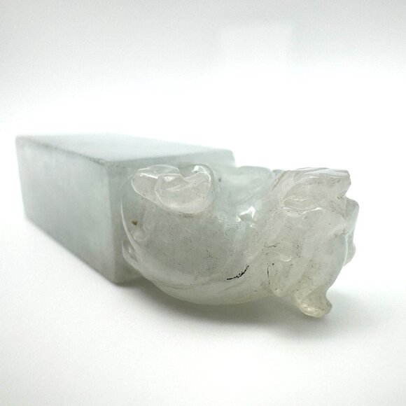 Jade Stone Seal Chop Carving of a Chinese Mythical Beast Foo Dog Vintage #4 - Picture 8 of 8